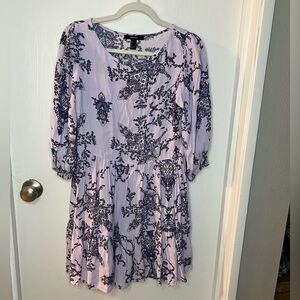 Forever 21 Lavender and Black Floral Dress Small